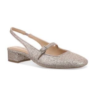 New On 34th Women's Amelia Buckled Slingback Pumps Rose Gold Glitter 8M
